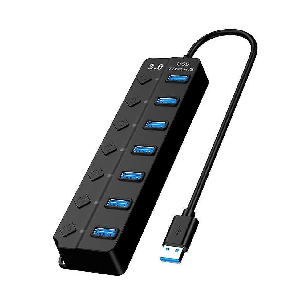 Home Office USB Hub 7-Port USB 3.0 Splitter 5Gbps High Speed Desktop USB Hub With Individual Switch