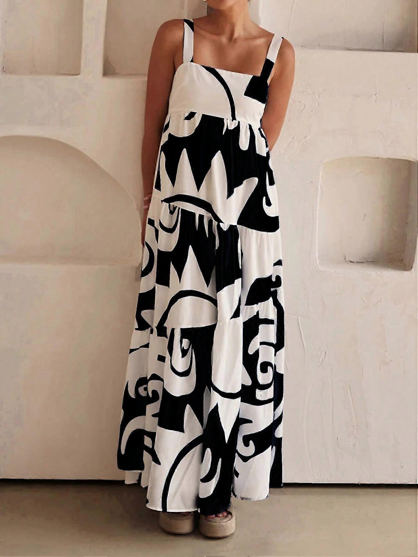 Vacation Casual Random Printed Long Swing Tank Dress