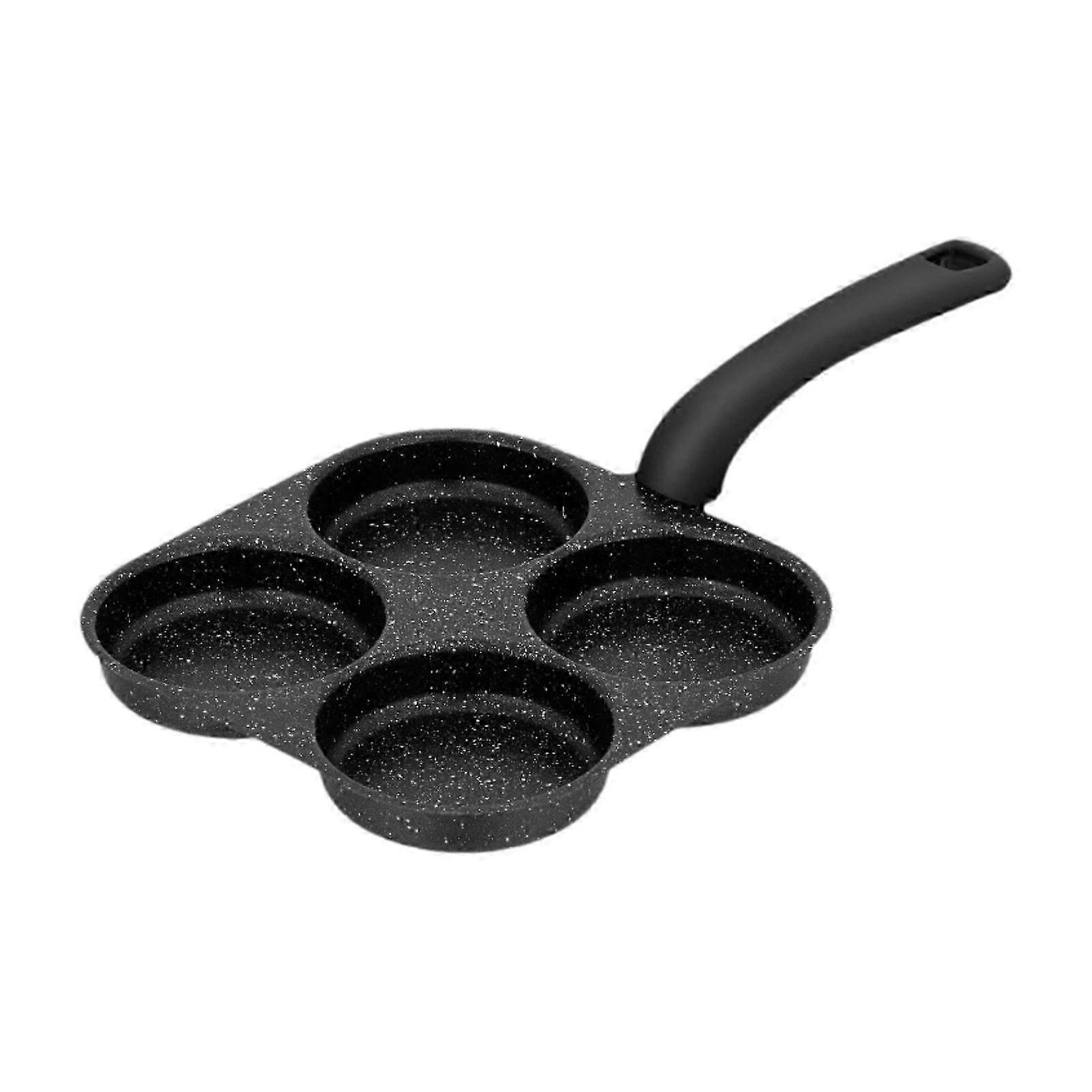 Nonstick 4-Cup Egg Grill Pan with Handle for Muffins, Meat & Breakfast Cooking
