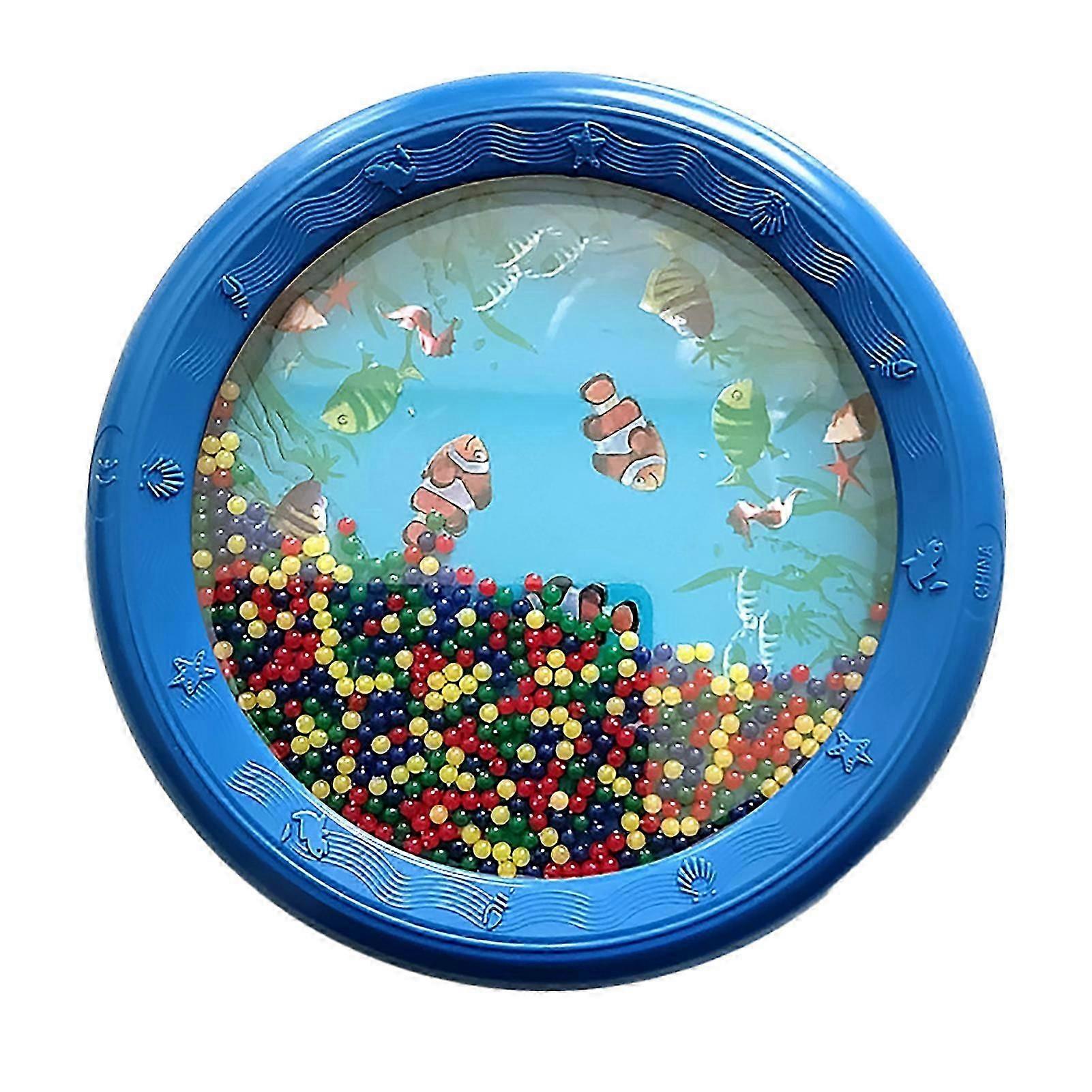 Wave Bead Ocean Drum塑料教育温和海洋声音鼓打击乐儿童成人8英寸蓝色鱼图案