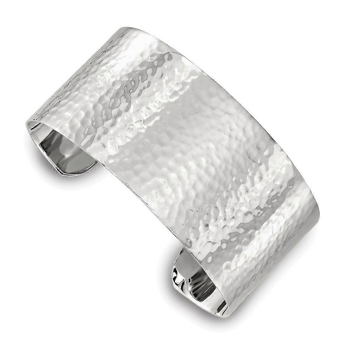 925 Sterling Silver 30mm Flat Hammered Cuff Stackable Bangle Bracelet Cuff Bracelet for Women