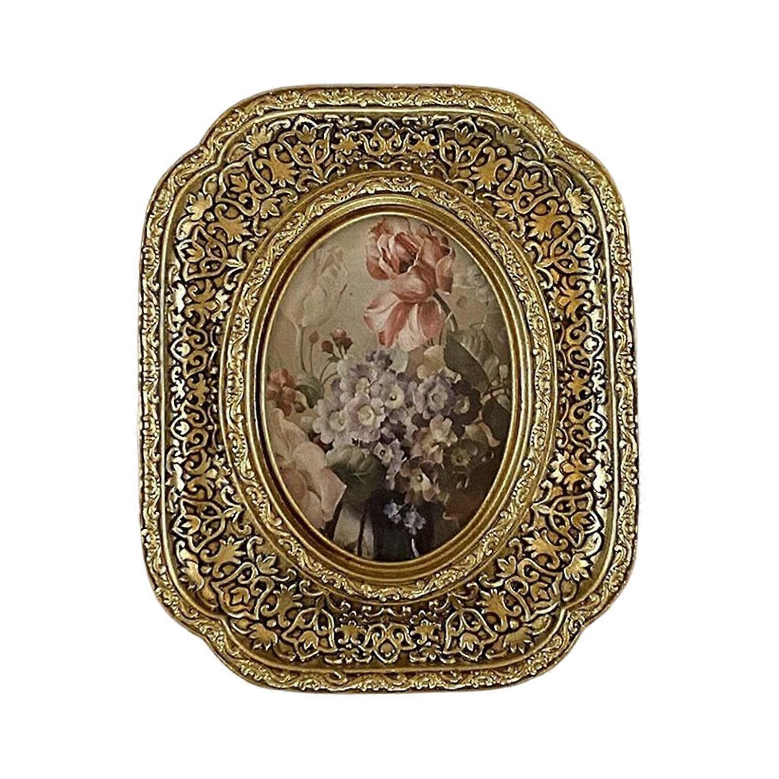 Retro Picture Frame Display Holder Stand Embossed Centerpiece Tabletop Wall Mounted Ornament