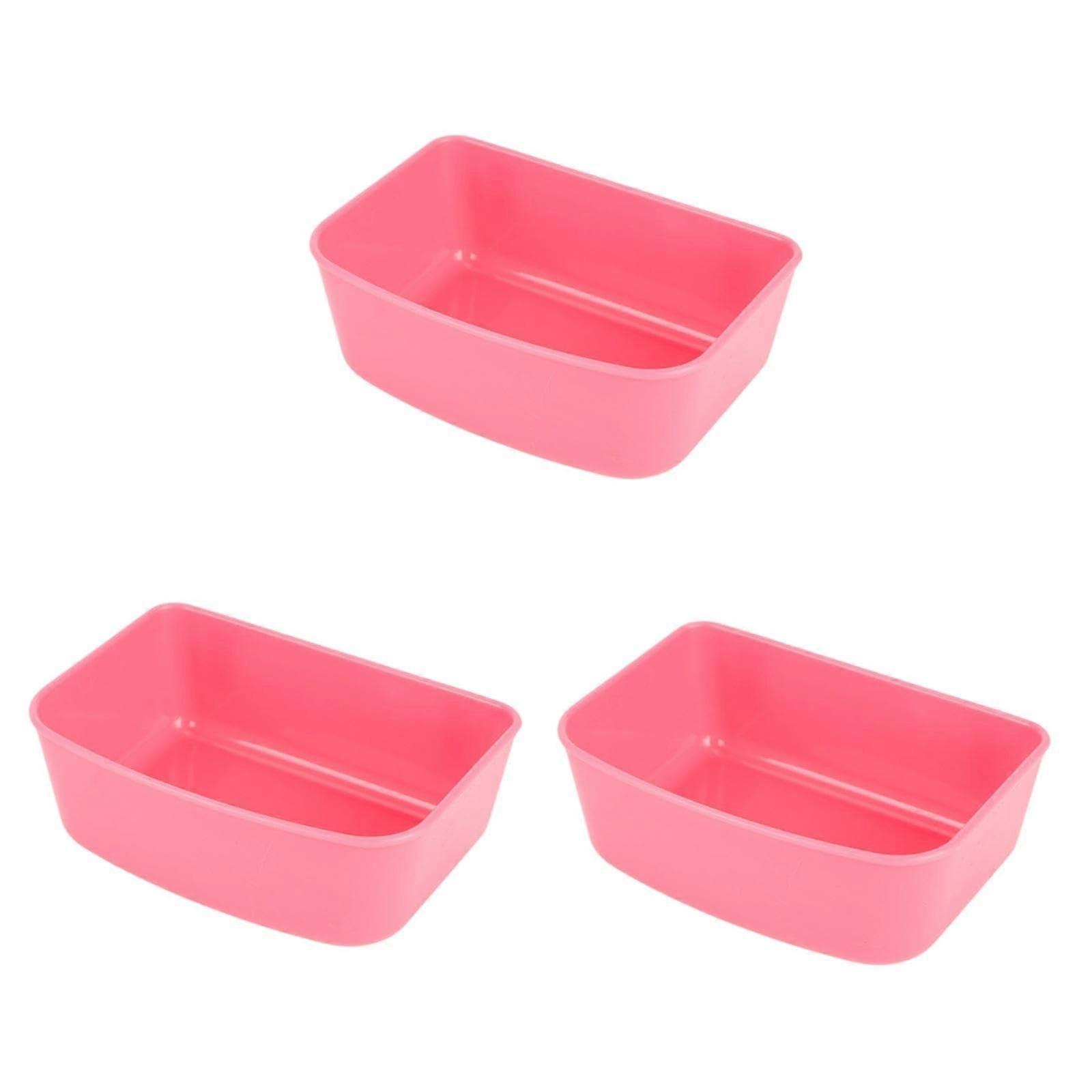 Pet Crate Hanging Bowls 3-Piece Set For Cat And Dog Feeding Portable Wire Cages Or Crates Pink