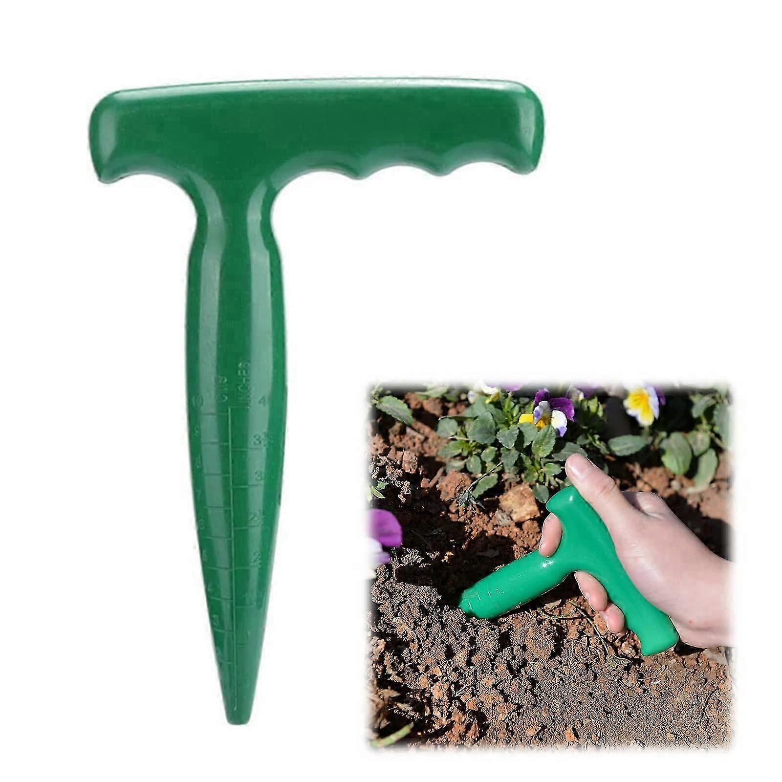 ポータブルソイルパンチャー、パンチャー播種ツール、植物野菜栽培移植用プラスチックパンチャーガーデンパンチャー、1PCグリーン