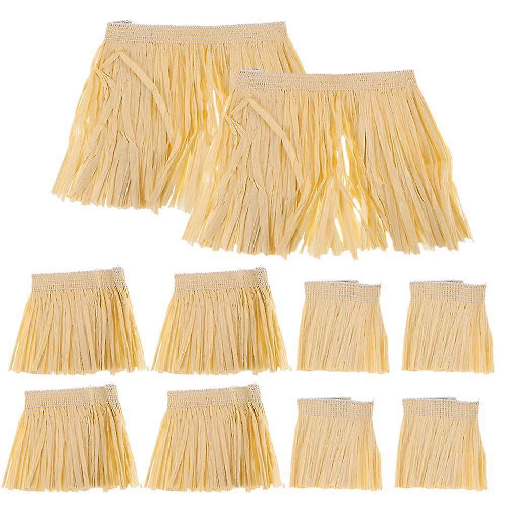 2 Sets Hawaiian Hula Skirt Raffia Paper Costume for Men and Women for Stage Performances and Hawaiian Theme Parties Includes Skirt and Tassel Props