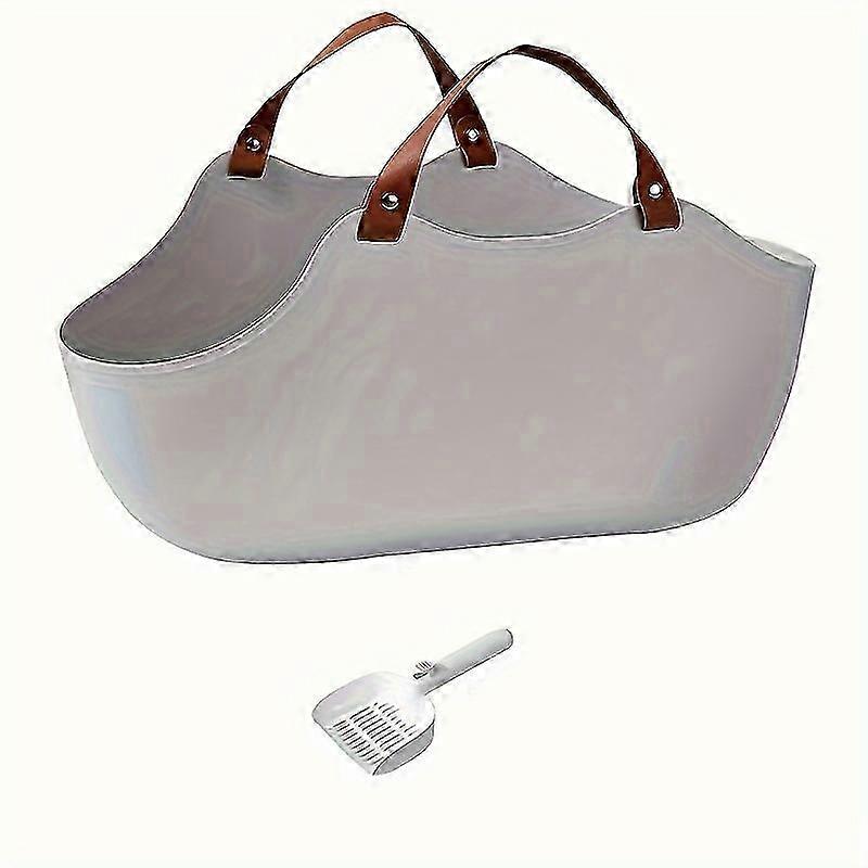 Portable Semi-Enclosed Large Cat Litter Box with PE Material and Cat Litter Shovel - Multi-Purpose Travel-Friendly Cat Toilet Bag for an Home Cleaning