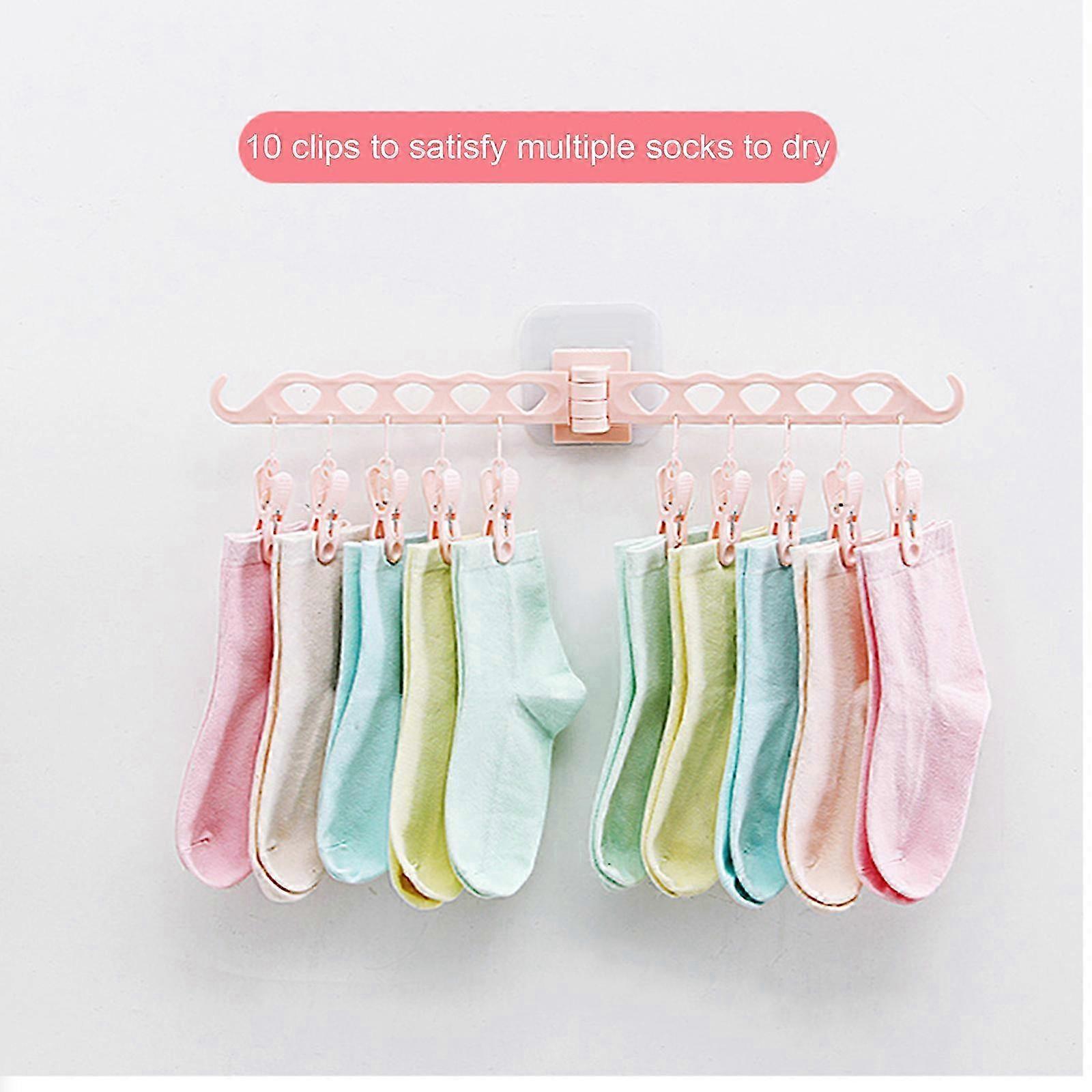 Clothes Rack with Clips for Socks, Hook for Easy Storage