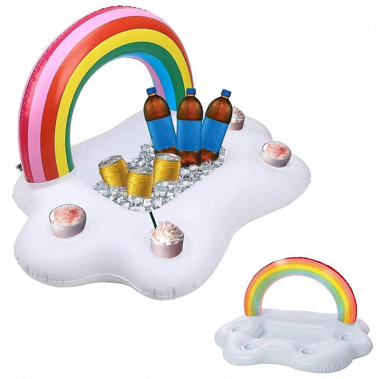 Inflatable Table Floating Drink Tray For Jacuzzi Bar Rainbow Cloud