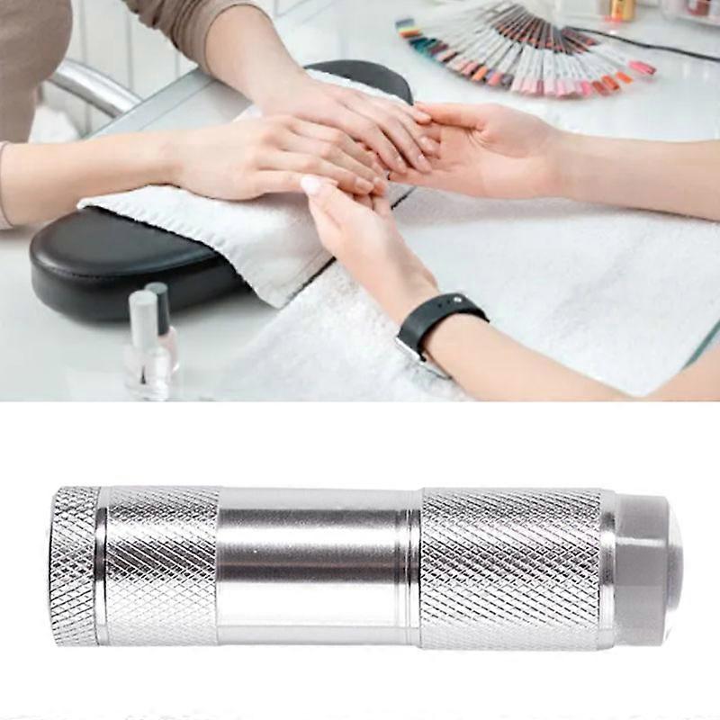 Portable Mini Nail Drying Lamp Handheld Silver with Silicone Head