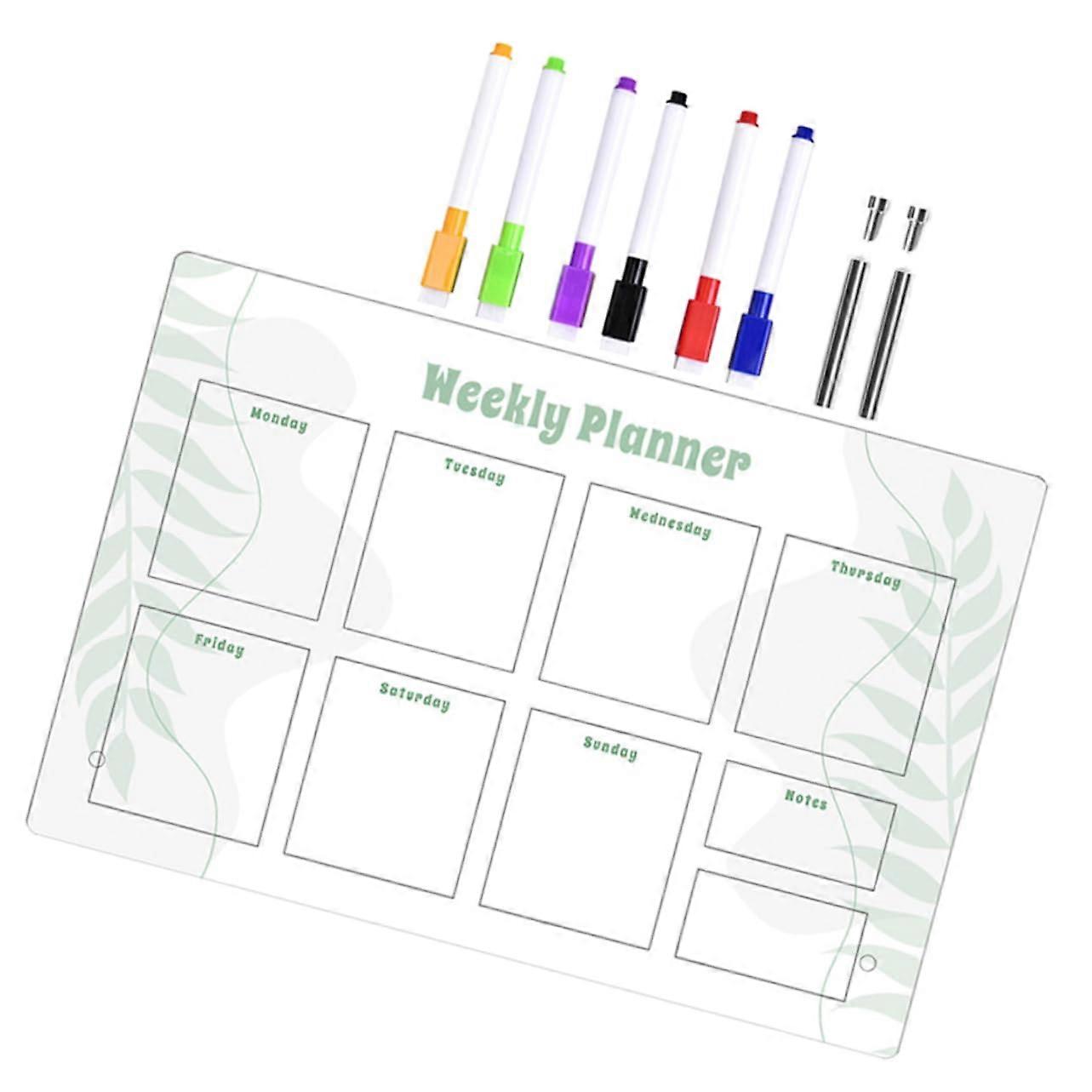 Weekly Acrylic Memo Board for Desktop, Clear Message Note Organizer for Party, Wedding, Home Use, 12x9 Inches