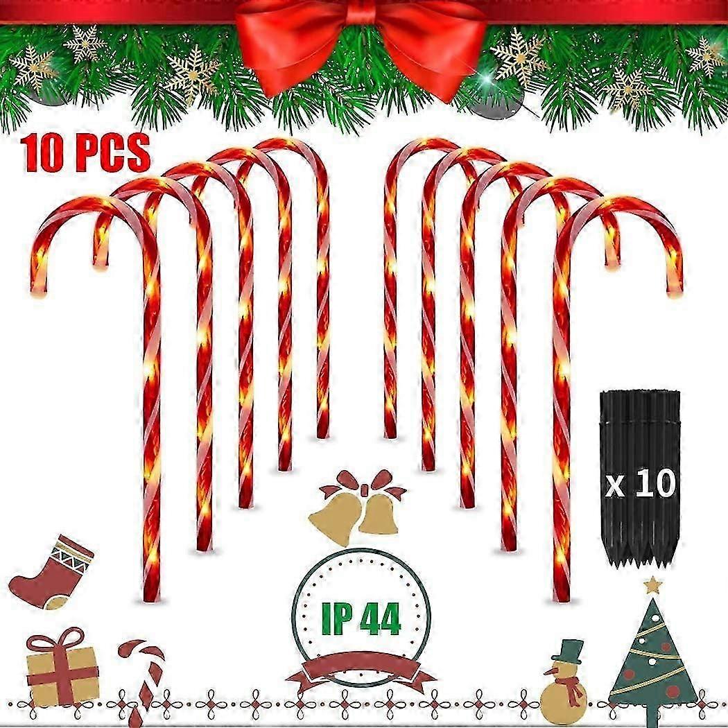 10pcs Christmas Pathway Markers Led Lights, Candy Cane Lights Decorations