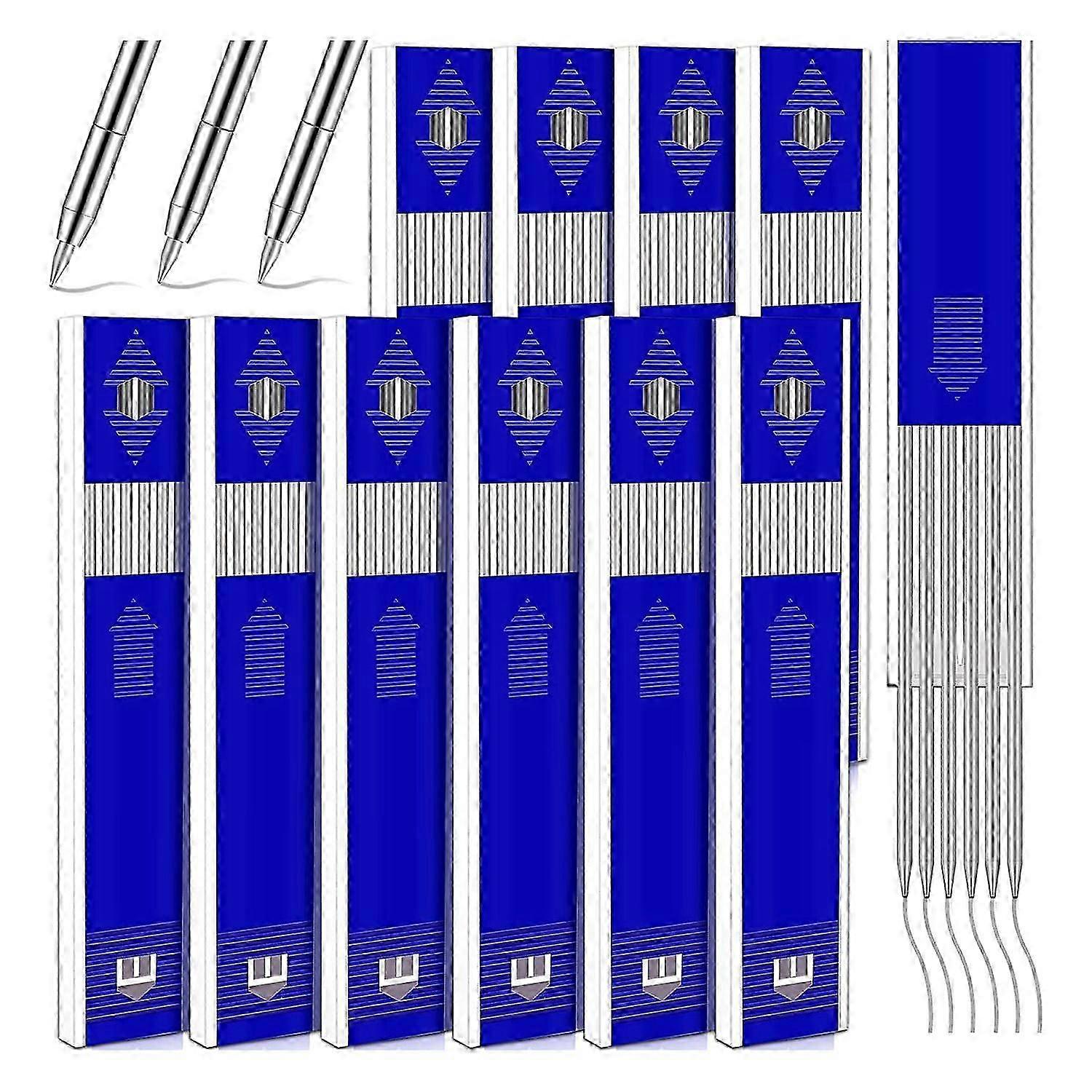 60 Pcs 2.8 mm Argent Massif Streak Soudeur Crayon Recharges pour Charpentier Marque Crayons Trou Profond Mechan