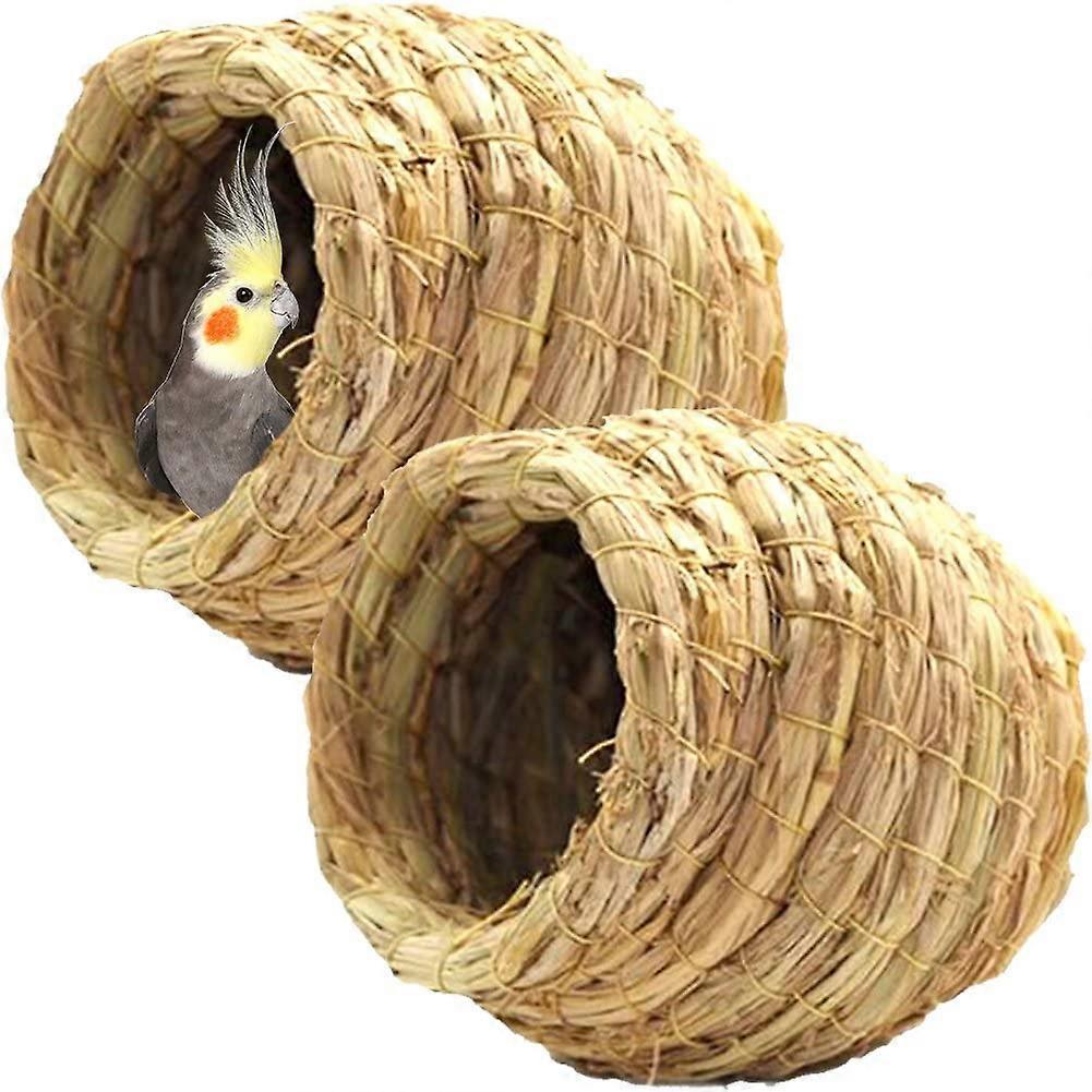 Pack of 2 Straw Bird Nest, Natural Fibre, Bird Cage, Shelter for Parrots