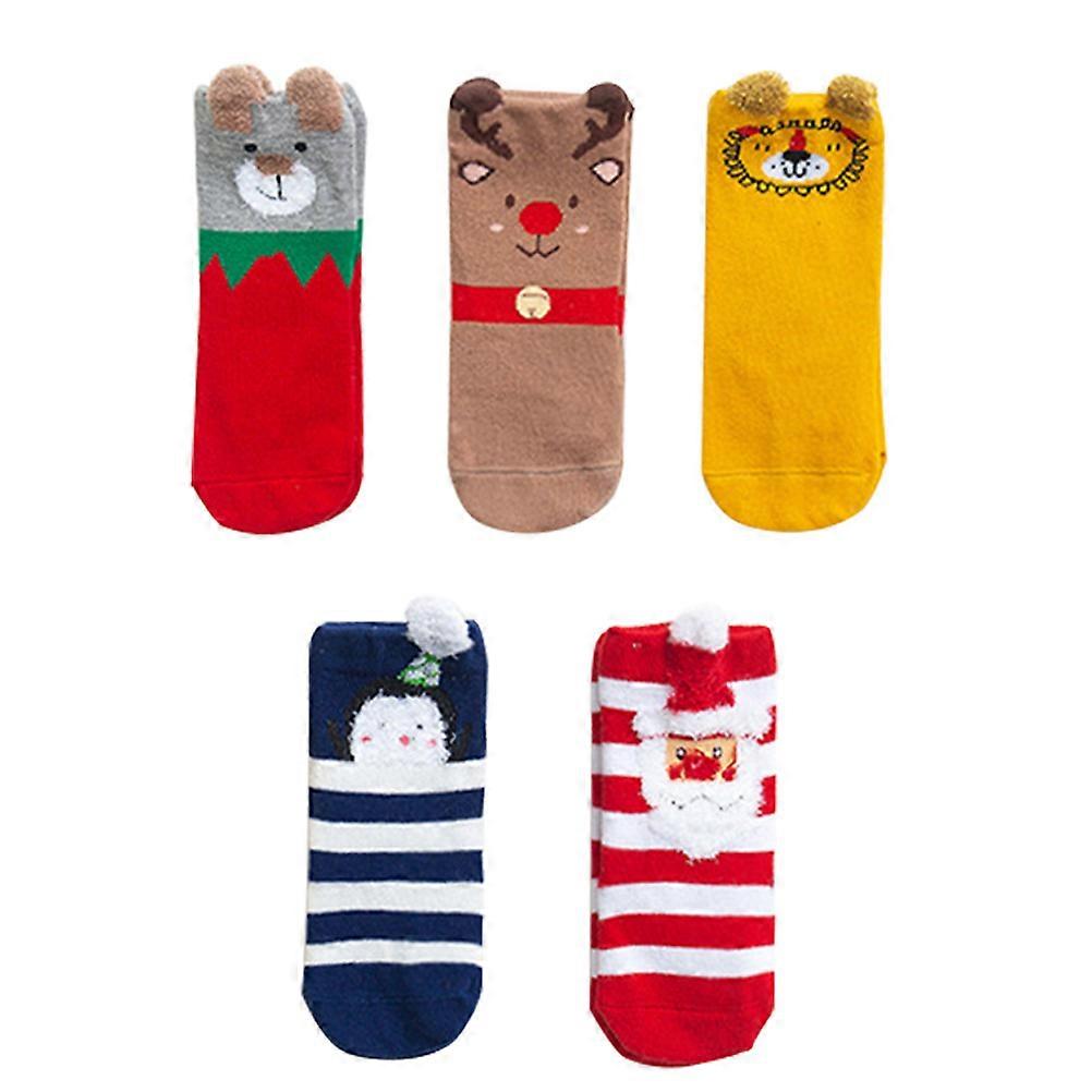 Holiday Socks for Toddler Lovely Style Design Breathable Sweat Absorbing Stretchy Assorted Color 13x7cm 5Pairs