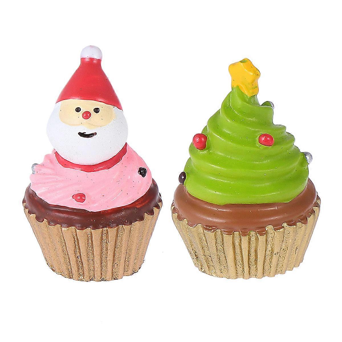 Cake Topper Decorations Resin Ornaments Mini Mousse Cake Decoration Tree Shape for Indoor Use 2Set