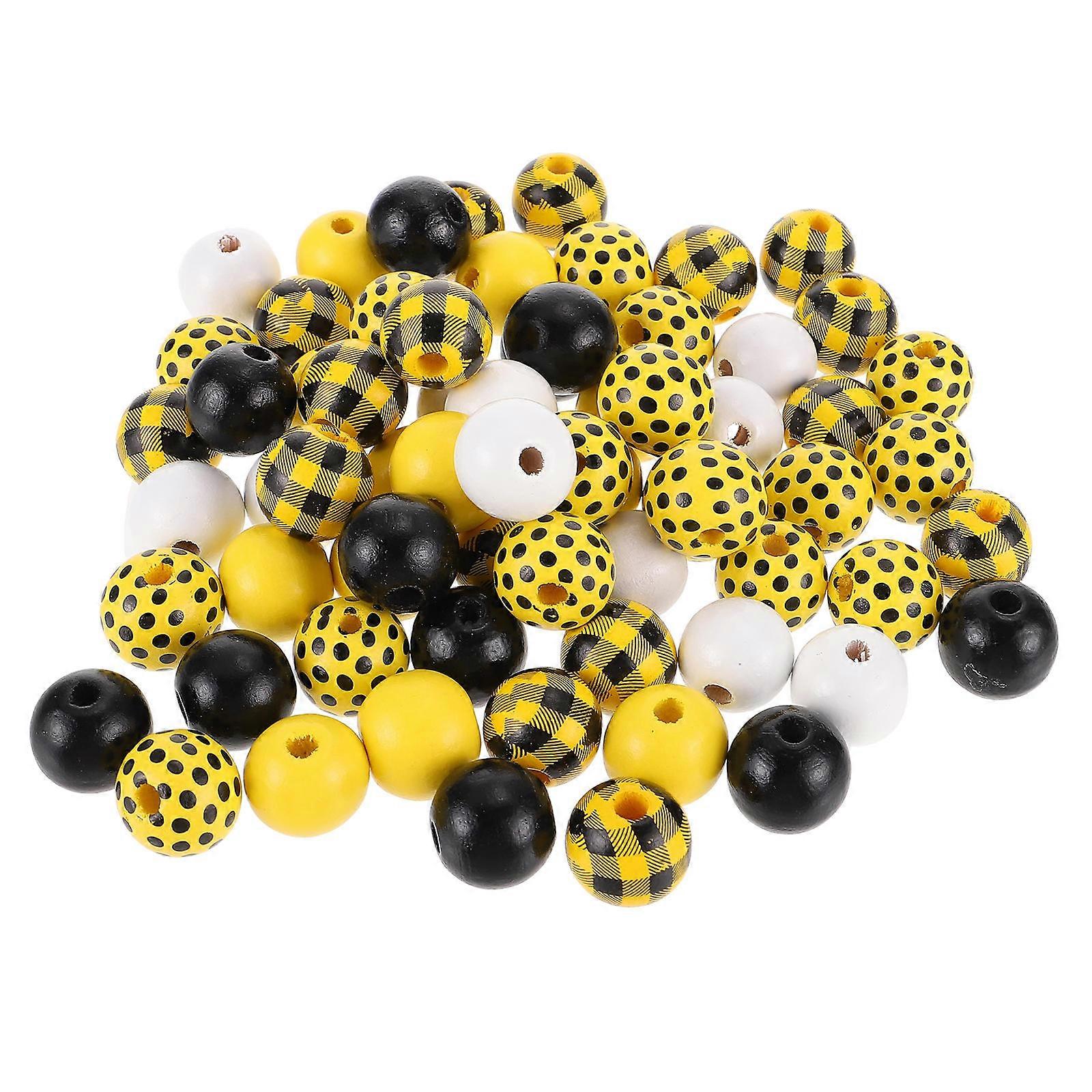Craft Beads Small Wood Beads For Crafts Diy Accessory Square Lattice Pattern Yellow 1.6X1.6cm 150Pcs