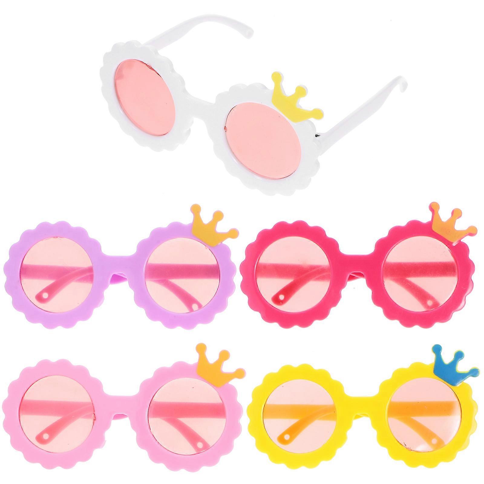 Stylish Eyeglasses Props Mini Plastic Dolls Sunglasses Dressing DIY Projects for 18-Inch Dolls 5 Pairs