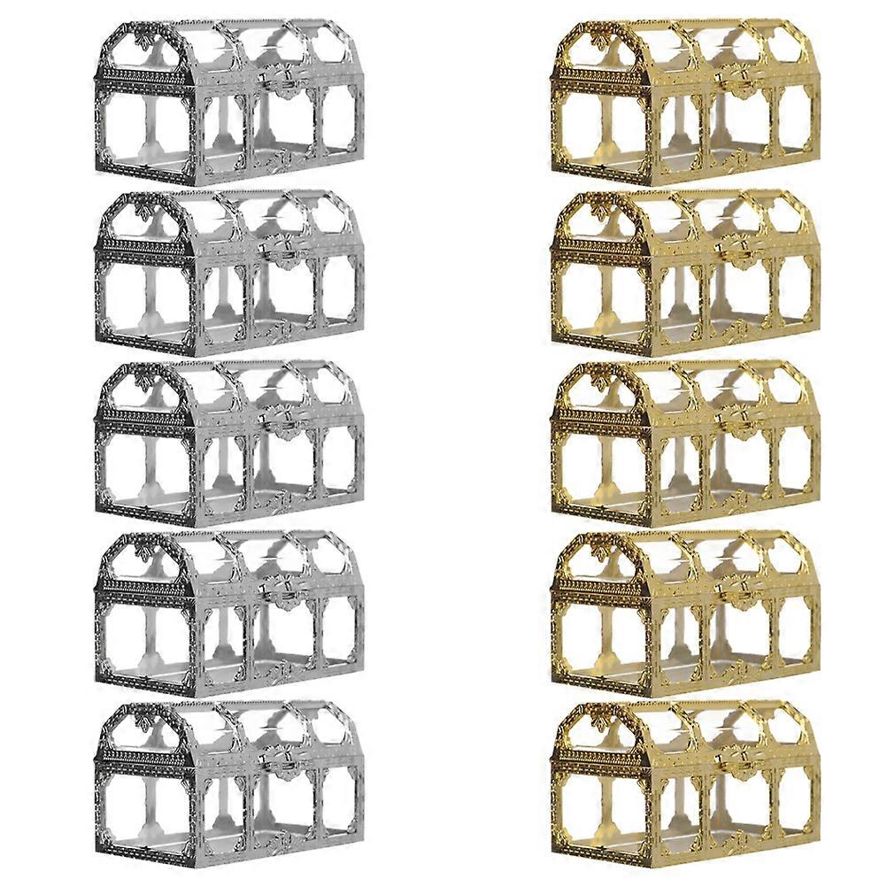 Transparent present Box Birthday present Wedding Use Silver Mini Square 10Pcs