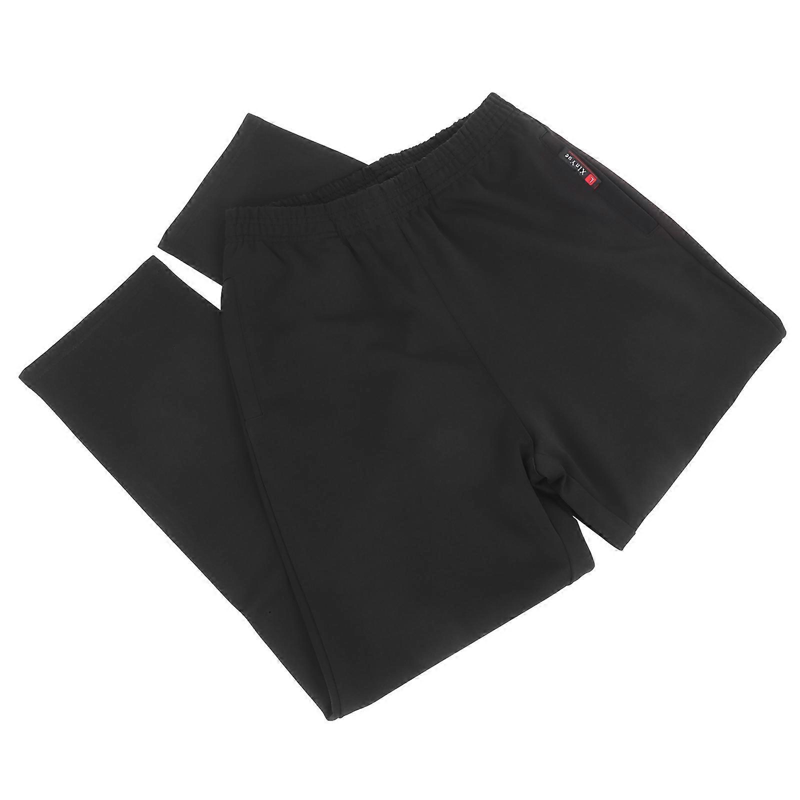 Breathable Black Loose Fit Work Pants for Men with Drawstring Waist Cargo Style Cotton Trousers for Kitchen Uniforms and Food Service