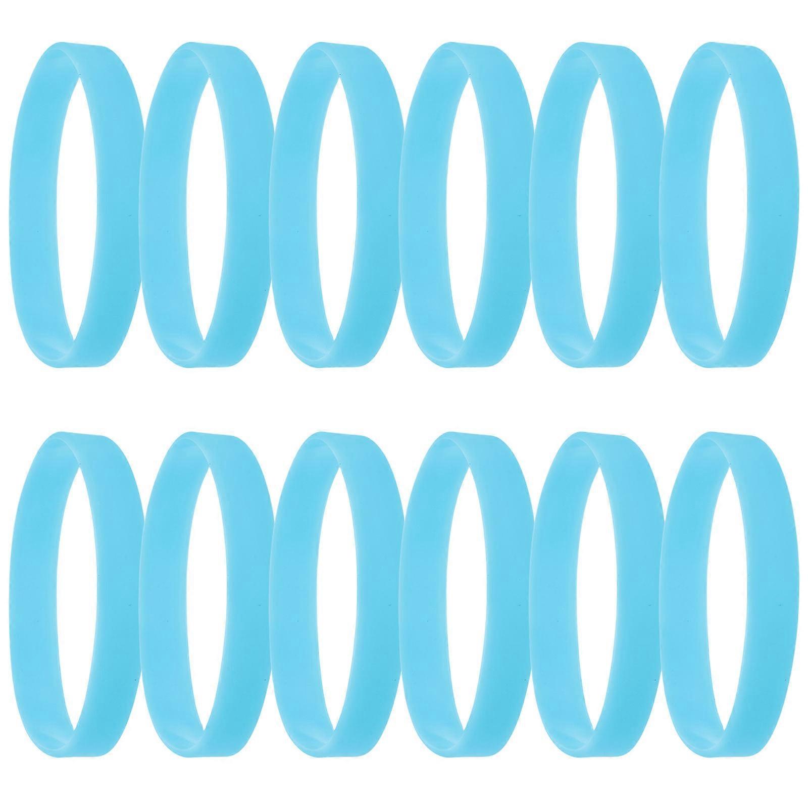 Glow In The Dark Wristbands Visibility In Lowlight Conditions Sky-Blue Silicone Bracelet For Outdoor Events 20Pcs