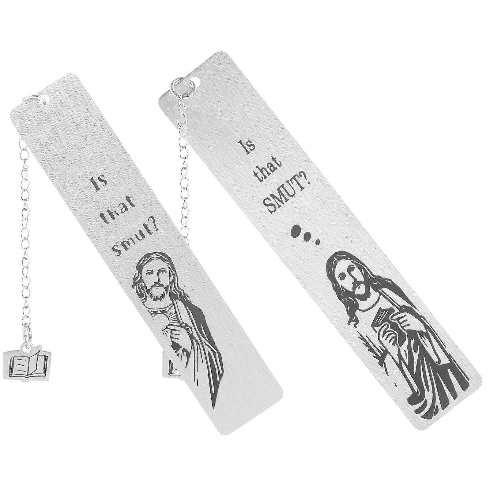 Pastor Bookmark Stainless Steel Book Marker Reading Aid Rectangular Vintage 2Pcs