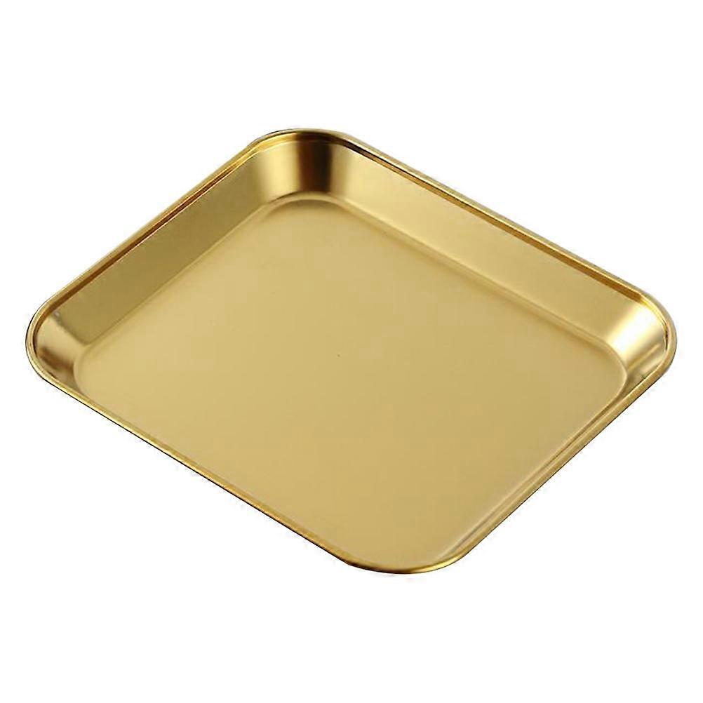 Golden Stainless Steel Food Container Rustproof Square Dessert Plate for Barbecue, Serving & Kitchen Use Elegant Design for Parties & Gatherings