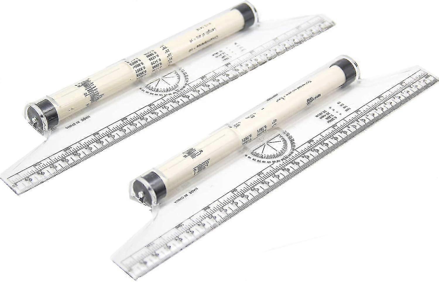 2-Pack Réguas de Rolamento de 12 Polegadas, Ferramenta de Medição de Plástico para Desenho, Design & Arquitetura