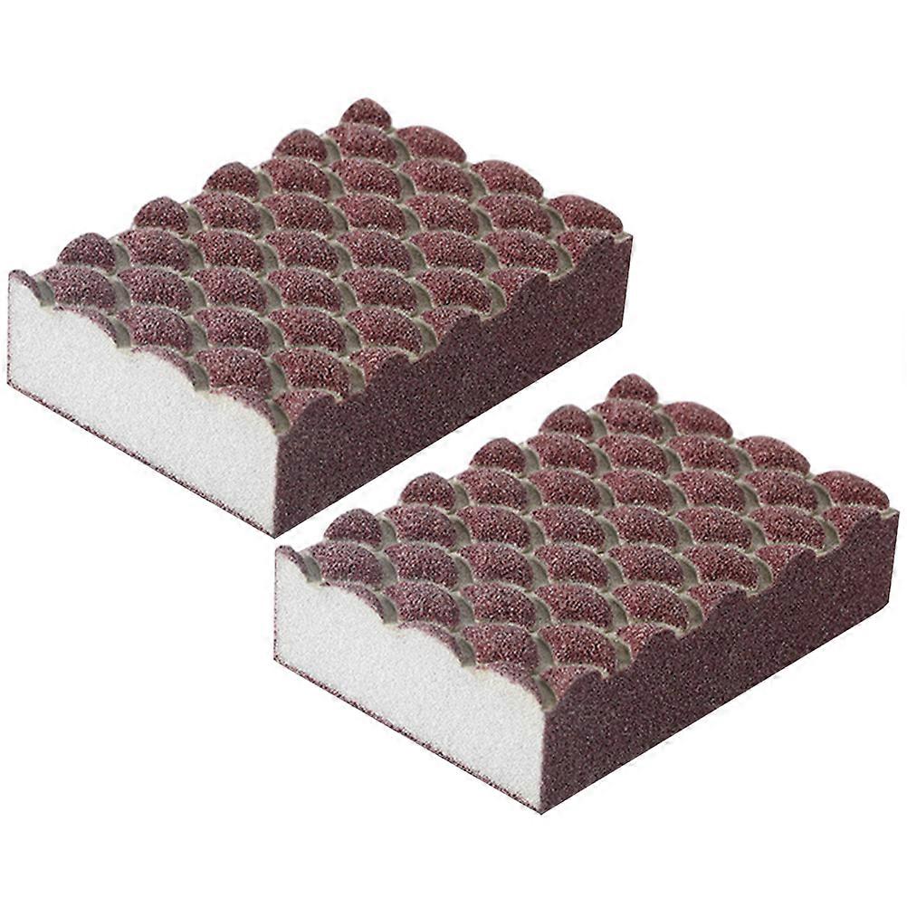 Daily Use Cleaning Sponge Multi-Function Wok Sponges Households Rectangular Brown 10X7X2CM Rust Removal 2Pcs