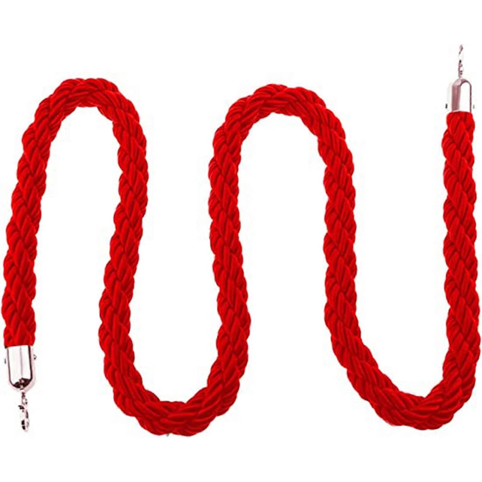 Queue barrier rope black 3/4/5/6 feet, braided hemp rope for queue divider (Rosso,5ft/155)