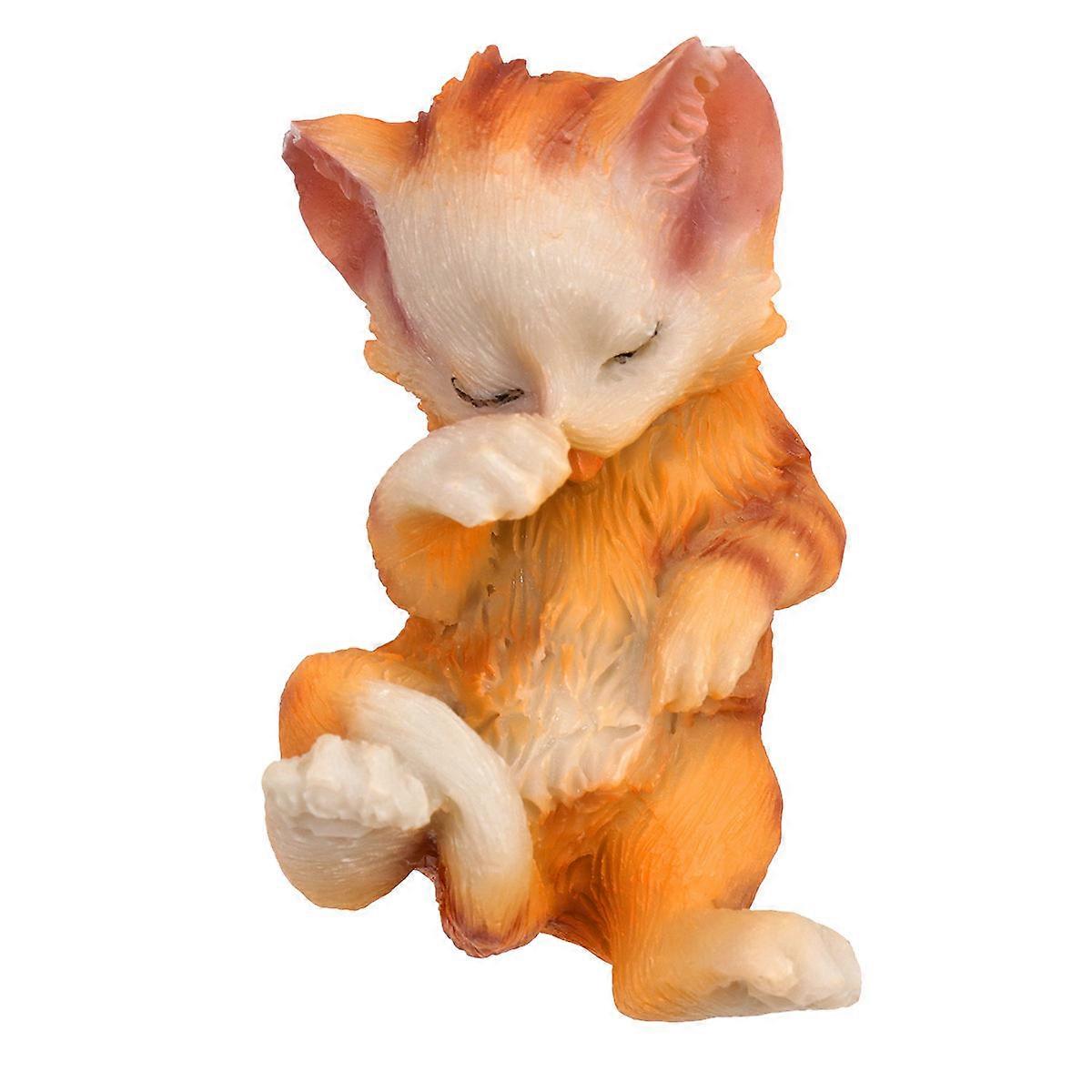 Refrigerator Magnets Decorative Creative Kitten Cartoon Sticker for Home Kitchen Orange 5x2cm Resin Material 1Pack