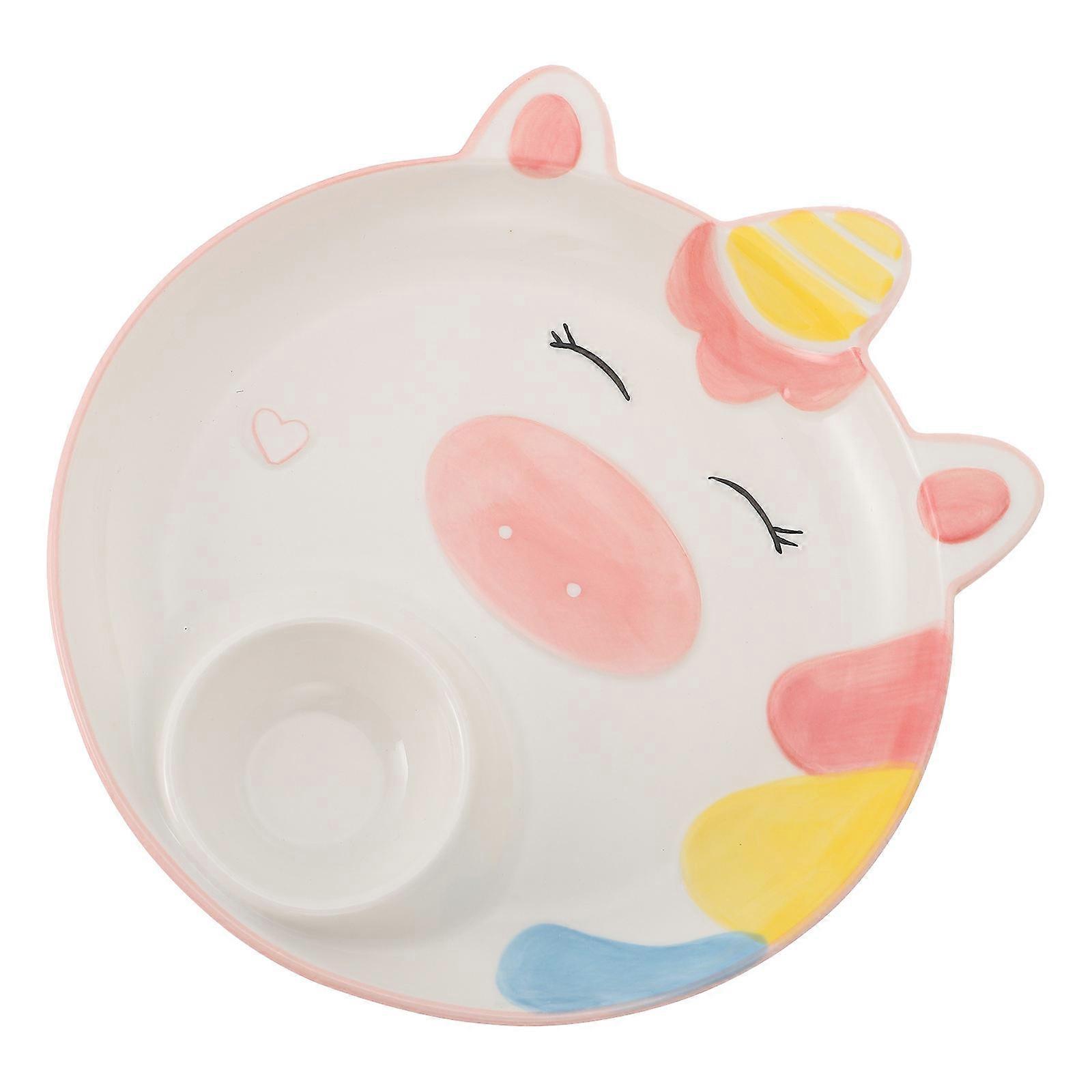 Serving Dish Ceramic Snack Sorting Plate Convenient to Store Hotel Use High Grade Ceramic 1Pc