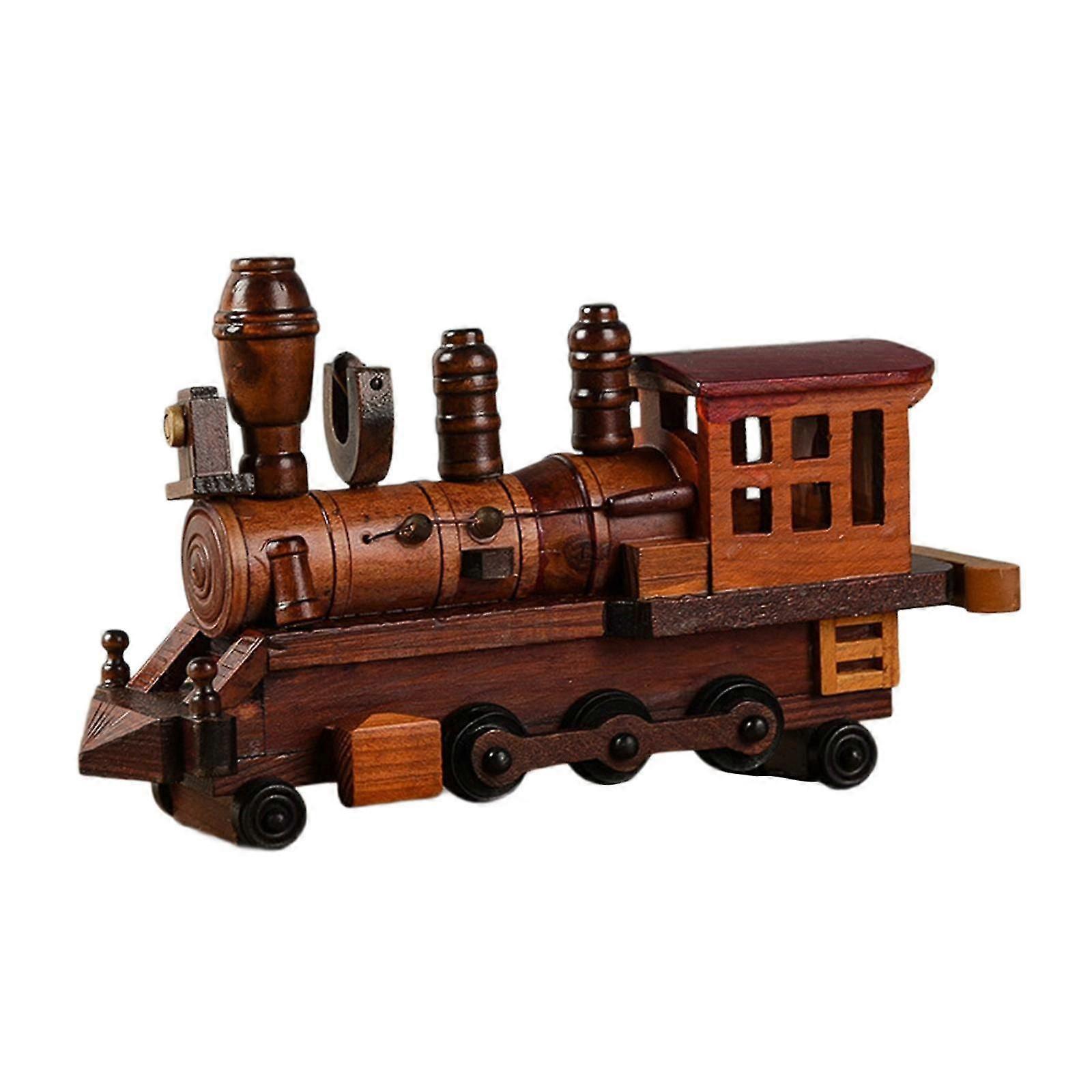 Desktop Train Model Wooden Steam Locomotive Train for Tabletop Xmas Festival