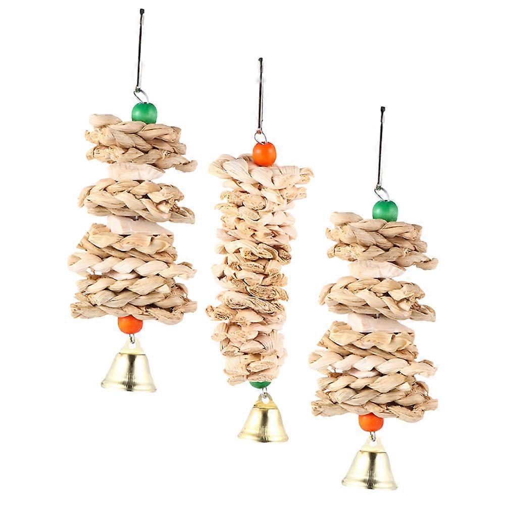 Bite Resisting Cockatiel Toy Cage Enrichment Metal Parrot Toy Entertainment Physical Activity 3Pcs