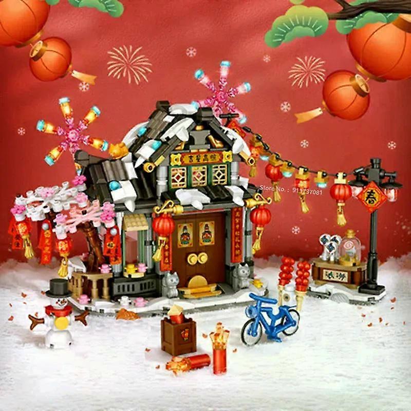 LOZ Spring Festival House Story of Nian Building Blocks Retro Lunar New year Block Bricks Building Toy for Children