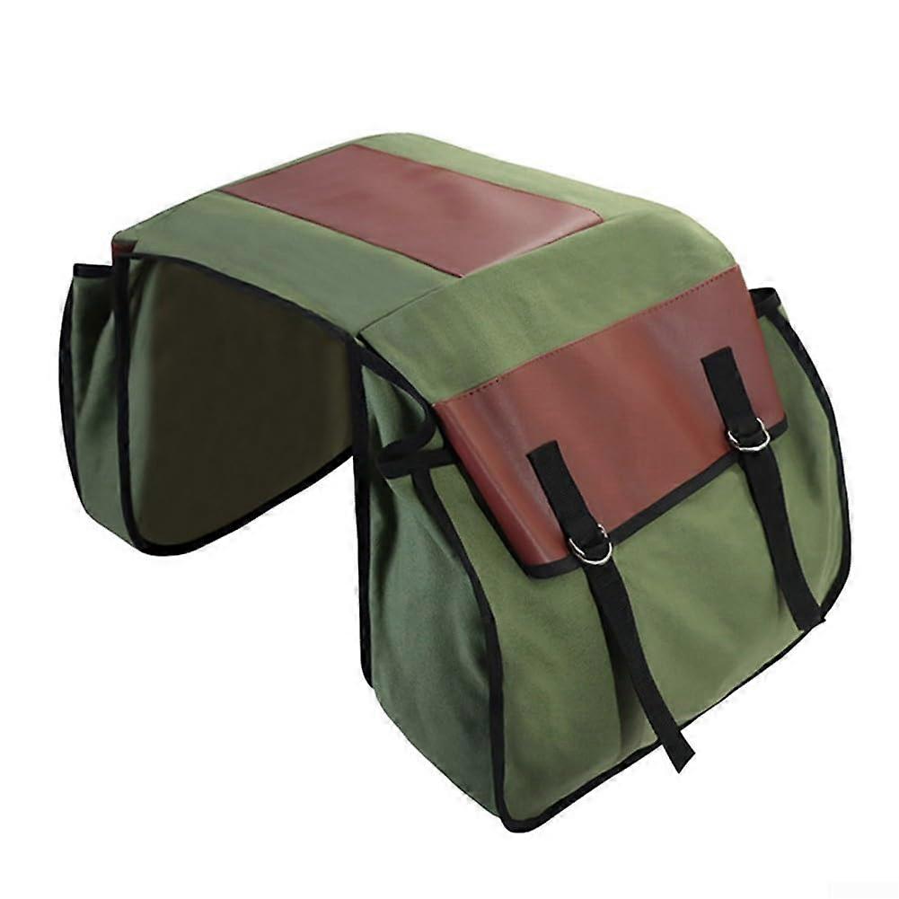 Leather and Canvas Bicycle Bag, Reliable Saddle Bag with Ample Storage for Cyclists (Green) Green
