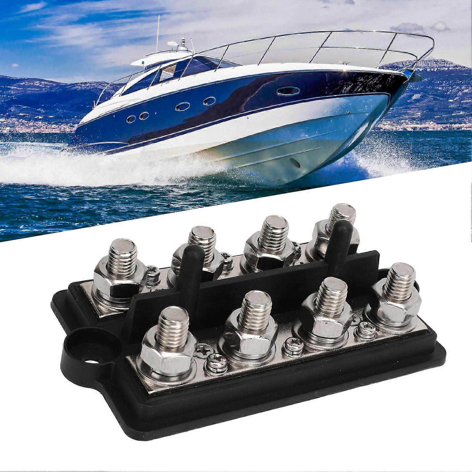 Barre omnibus Marine RV Batterie Borne Bloc de Distribution De Puissance 2 Rangée M8 Goujon DC12-48V 150A Noir