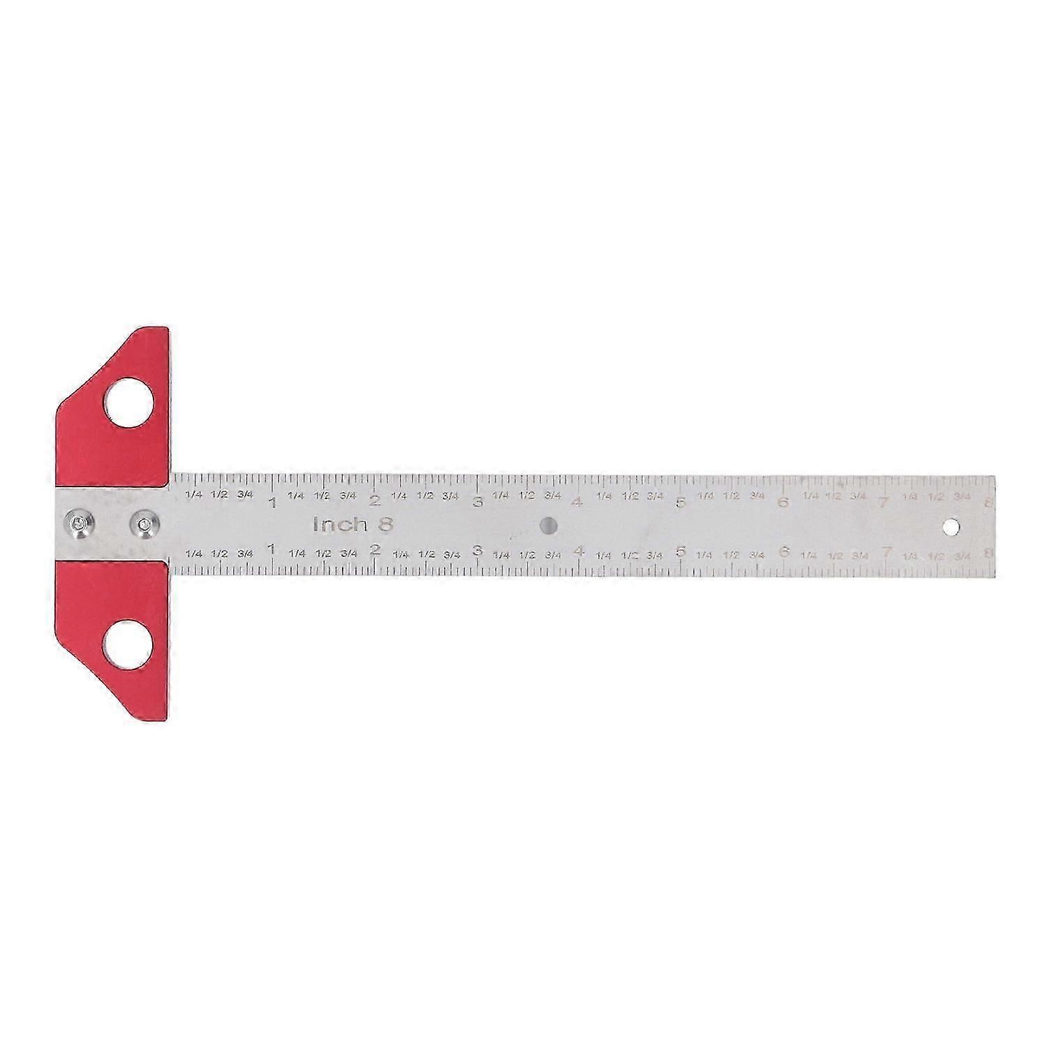 T Square Ruler 8in Drawing Metal Woodworking Layout Measuring Scriber Metric Imperial Scale for Carp