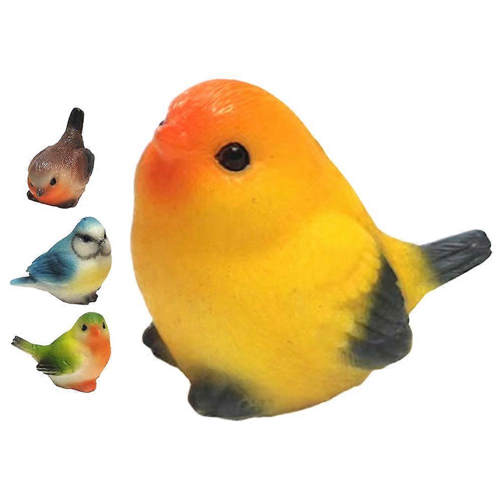 4pcs Mini Resin Bird Statues Vibrant Garden Decor for Micro Landscaping Ornaments