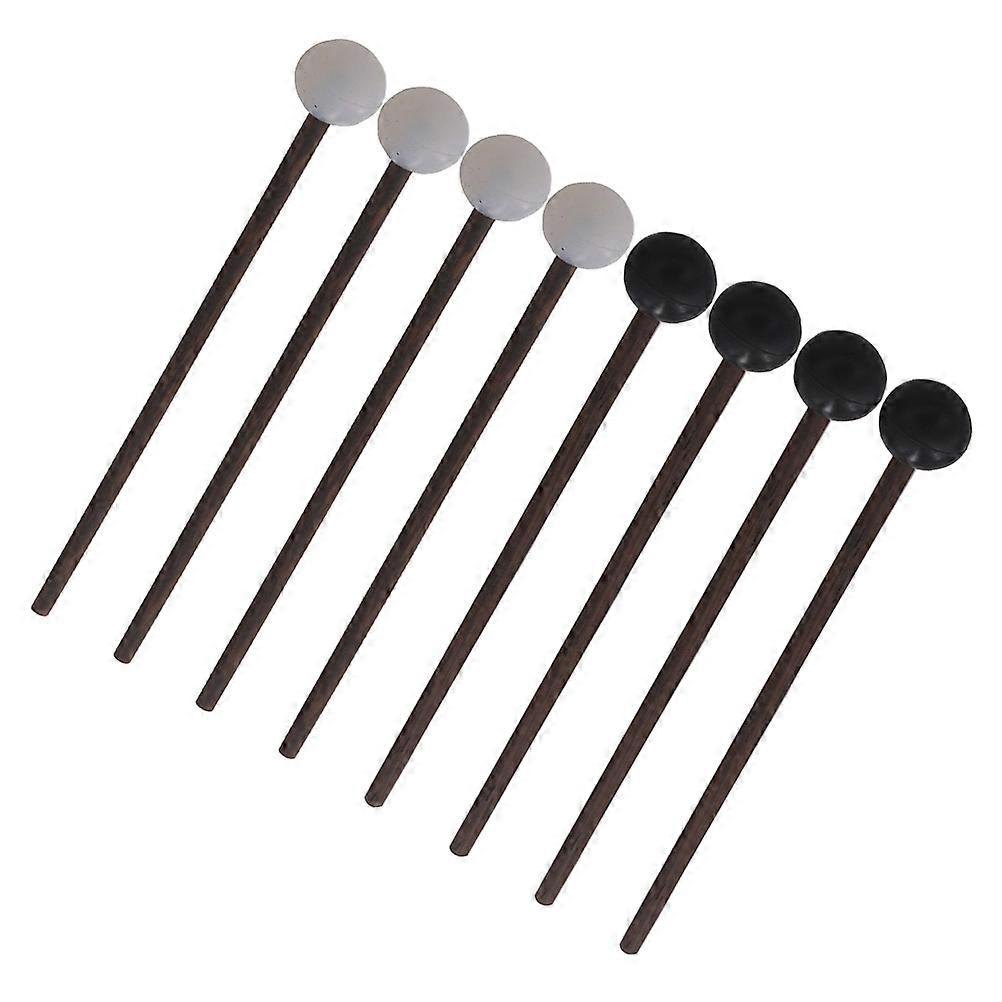 Percussion Sticks Tongue Drum Mallets Students Learning Percussion Wooden Handle Black Rubber Rhythm Creation 4Pairs