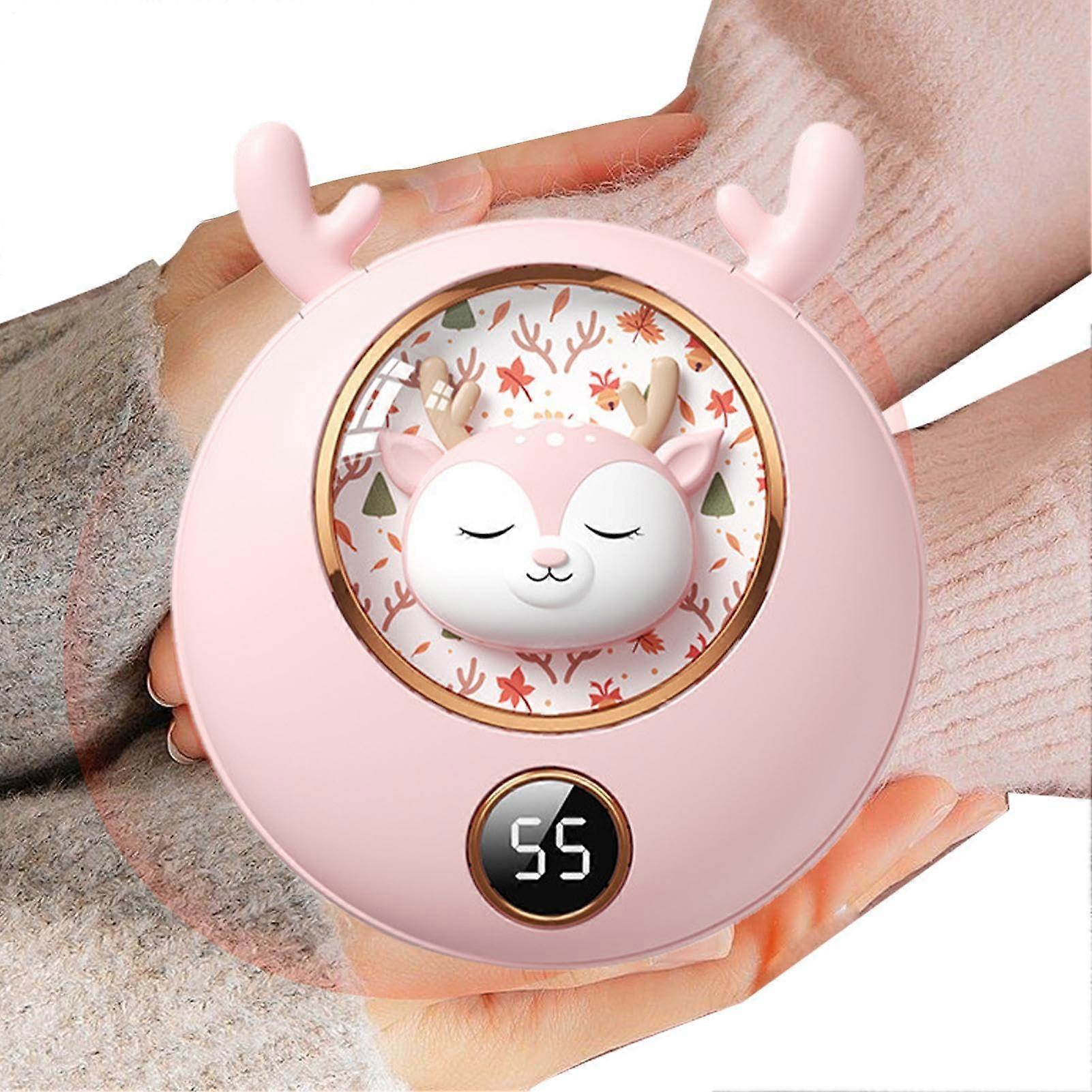Heated Electric Grip Heating Pad with Digital Display, Pink Cartoon Design, 3 Heat Modes for Cold Weather Use