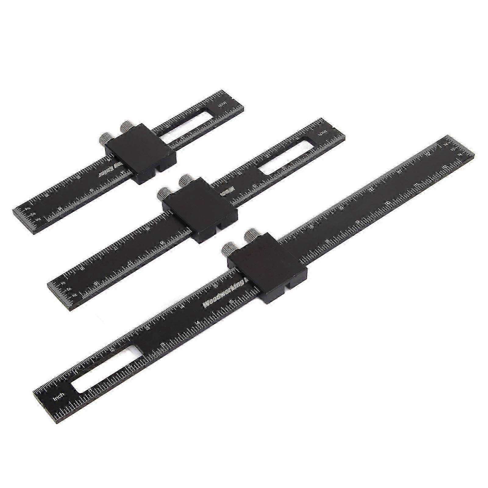 3PCS Woodworking Marking Measuring Ruler 6in 8in 12in Multifunctional Aluminum Alloy T Type Scribing Ruler
