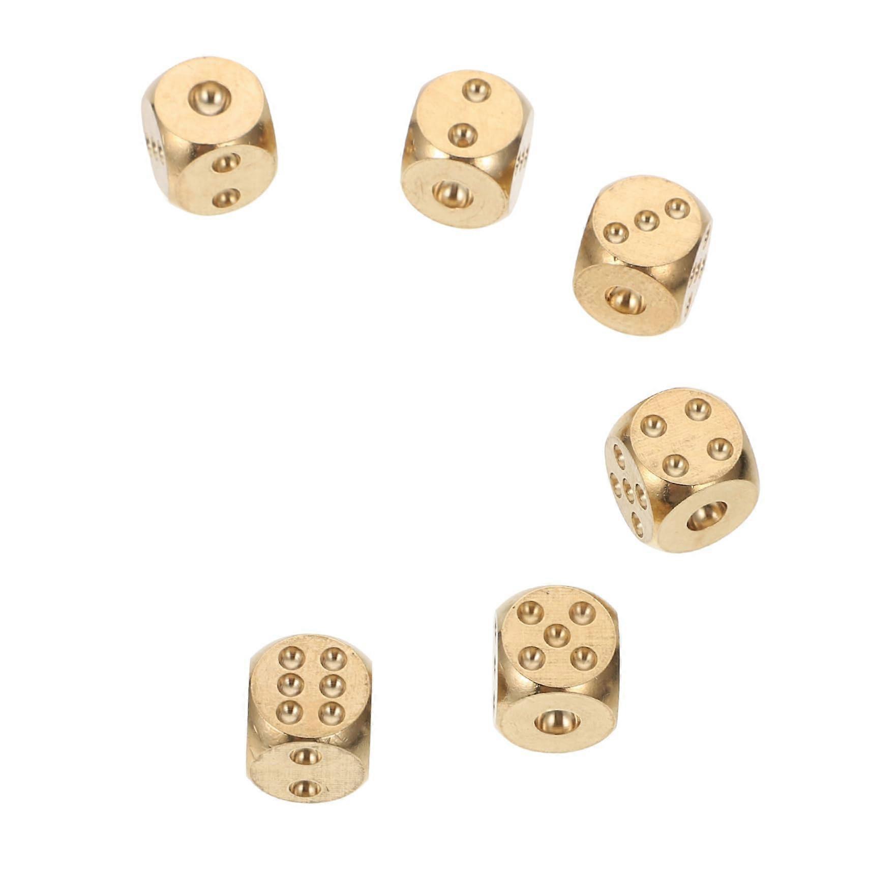 6 pieces of brass dice simple small cubes for dice games gaming dice