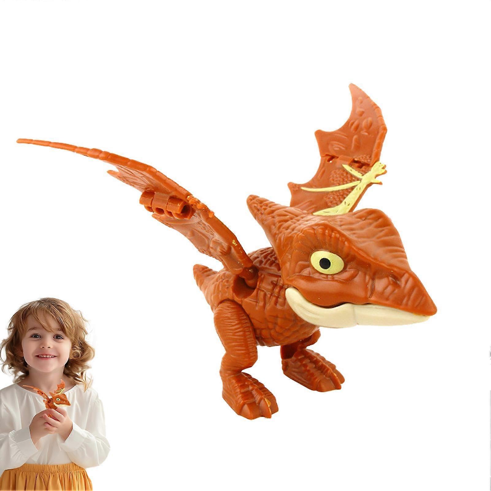 Dinosaur Toy for Finger Biting Interactive Brown Pterosaur With Movable Mouths Collectible Kids Toy