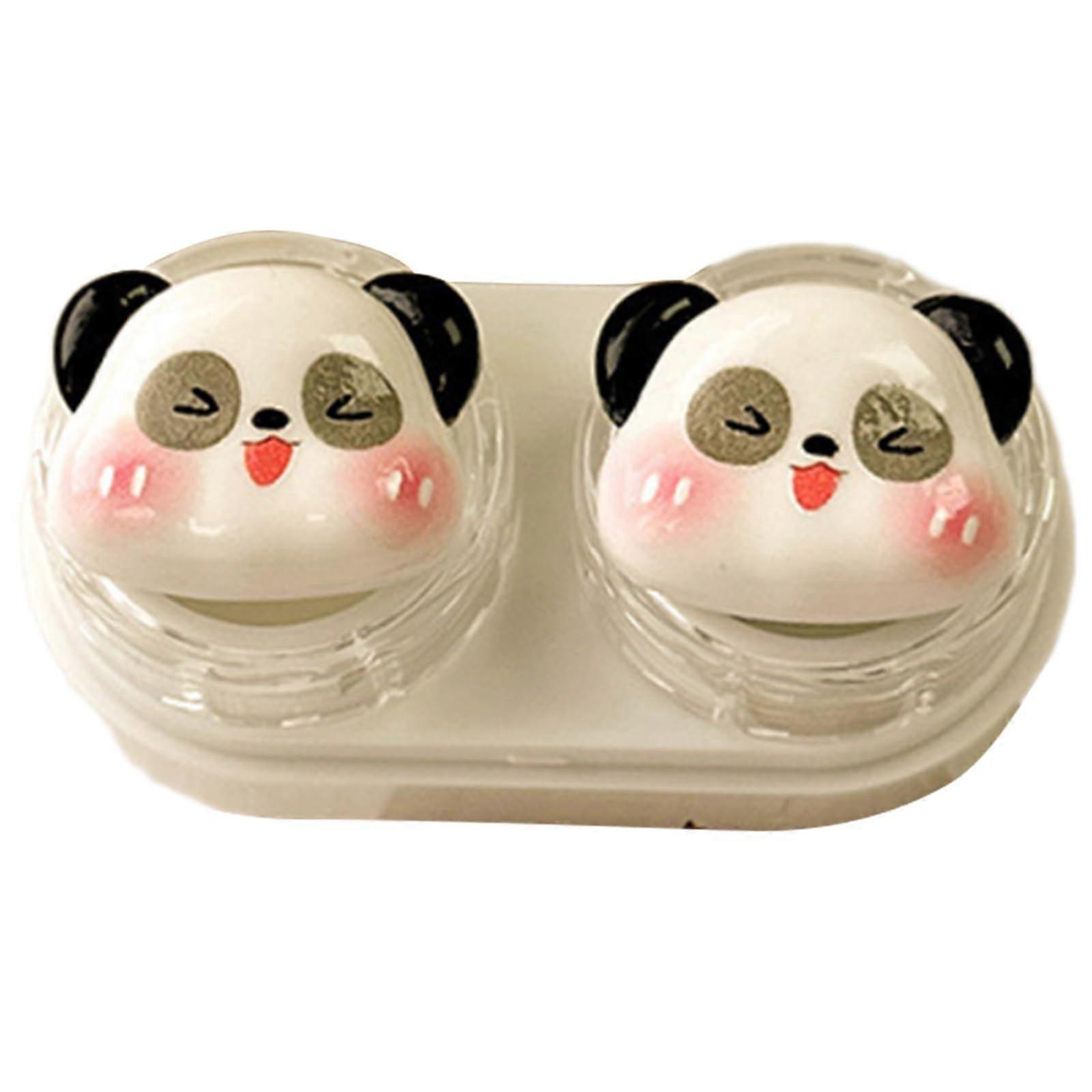 Travelfriendly cartoon lens case, leakproof, hygienic storage box with tweezers, carrying tool for daily use, white