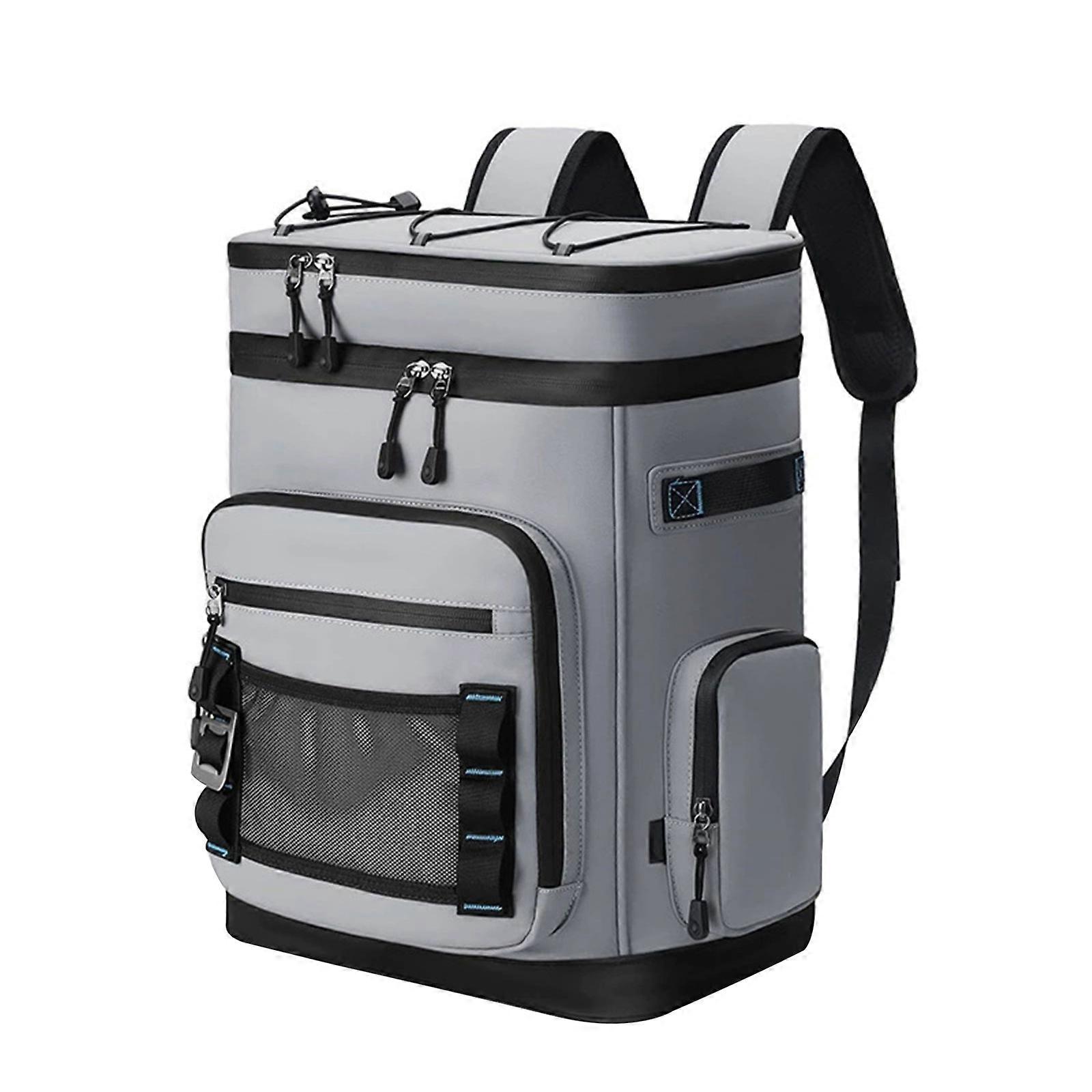 حقائب الظهر متعددة الأغراض للتخزين البارد في الهواء الطلق نزهات تبريد حقيبة سعة كبيرة معزول تصميم حراري مقاوم للماء رمادي