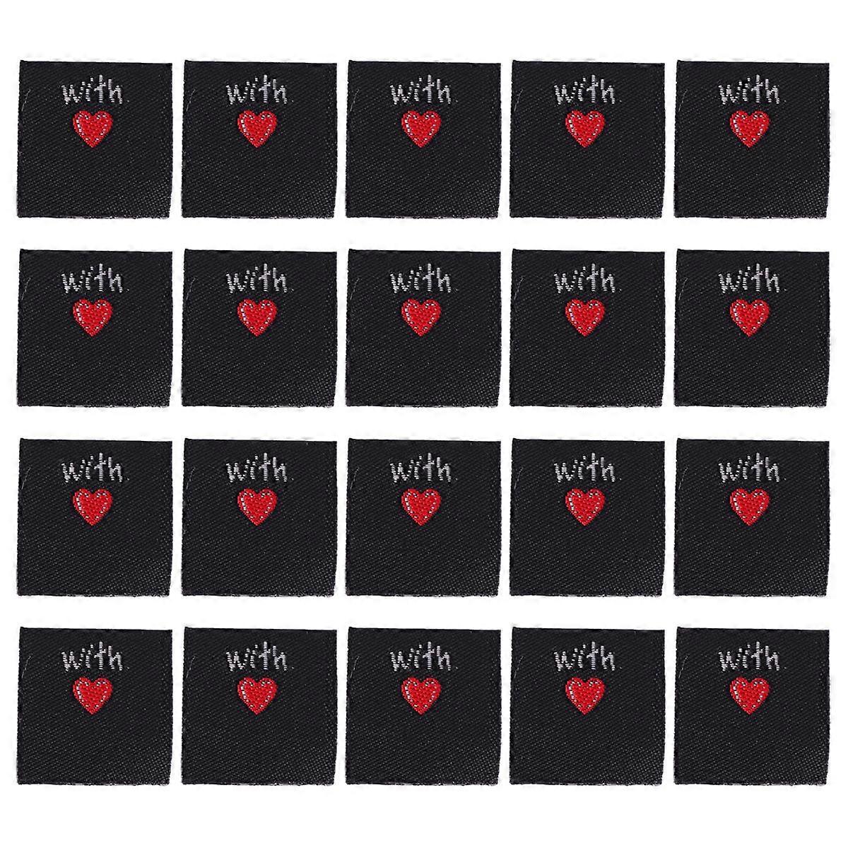 Sewing Fabric Labels Handmade Sewing Labels Colorfast Black 2x2cm Square For Handmade Crafts 100Pcs