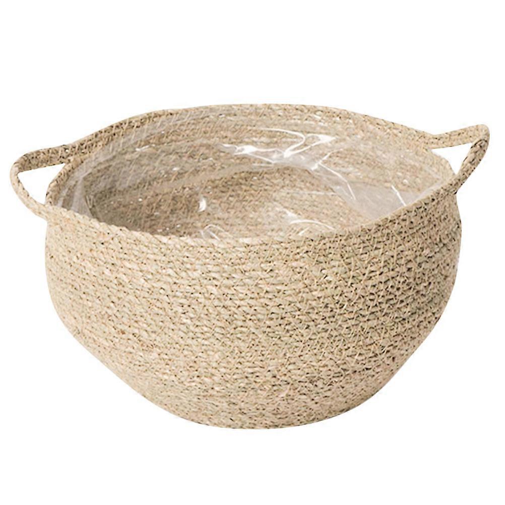 Woven Flower Basket with Handle Portable Storage & Decorative Organizer for Home, Office, Weddings, Rustic Style, Multi Functional Planter