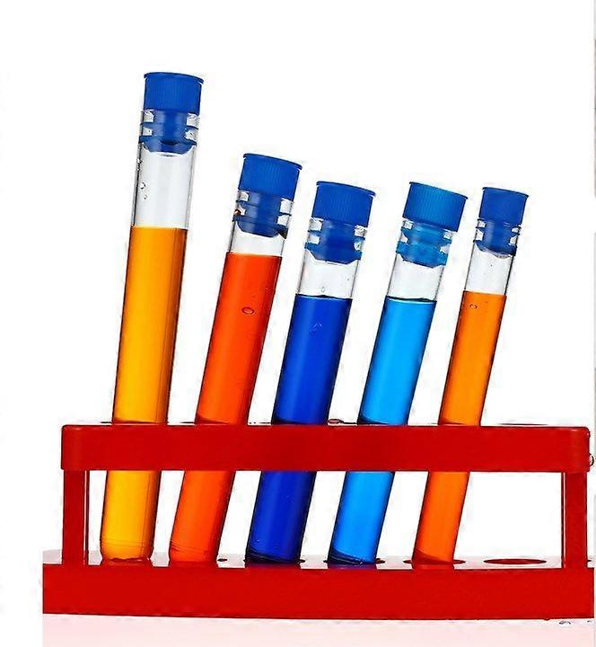 5Pcs Clear Plastic Test Tubes Liquids Container Tubes with 6 Holes Tube Rack for Scientific Experiment