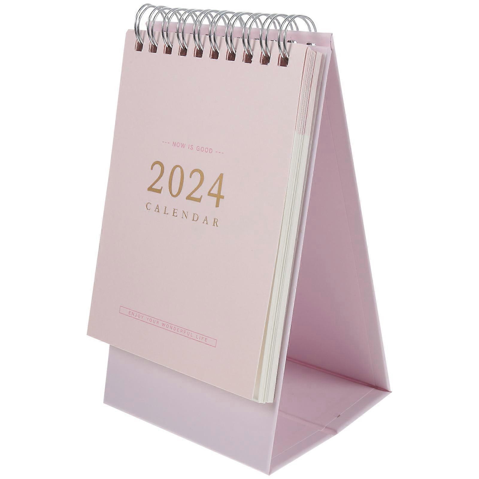 Mini Simple Desk Calendar Small Calendars Home Office Date Tracking Note-Taking Pink 16X9.5CM 1Set