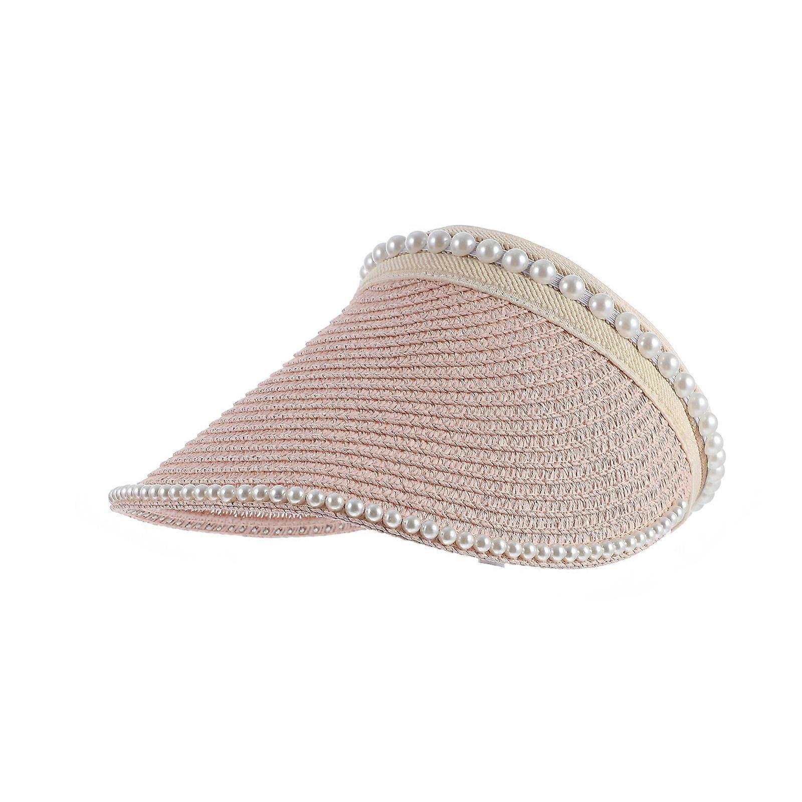 Lady Empty Top Sun Visor Hat Summer Straw Wide Brim Sun Cap